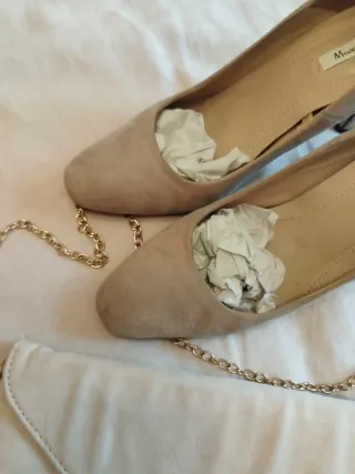 Zapatos y Bolso Massimo Dutti Beige