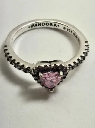 Conjunto Pandora Corazón Rosa y Plata