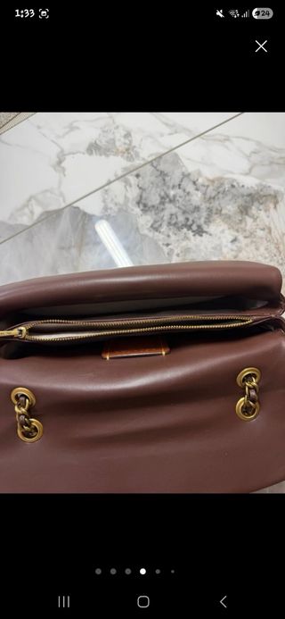 Bolso Coach Marrón con Cadena Dorada