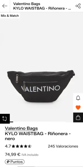 Riñonera Valentino Negra original