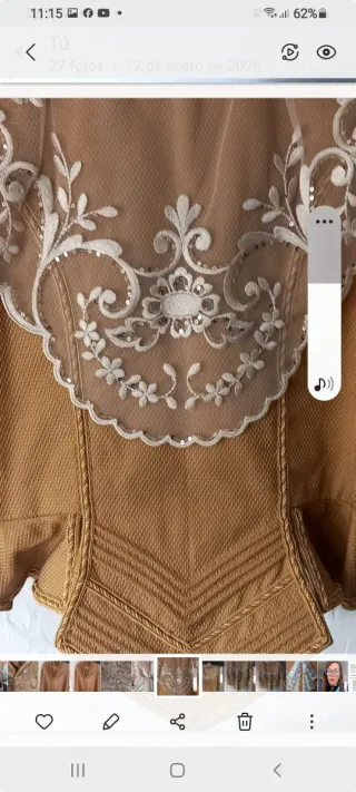 Corpiño traje fallera oro