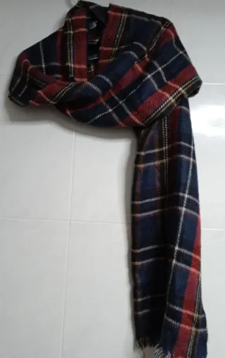 Bufanda Maxi Cuadro escocé y espiga Reversible.