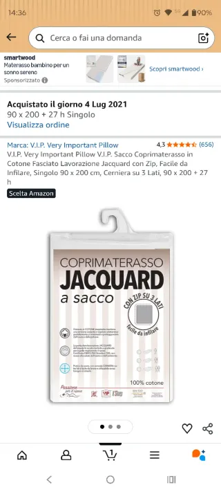 Coprimaterasso bianco cotone, cerniera su 3 lati,