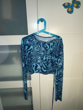 Top azul con cordones