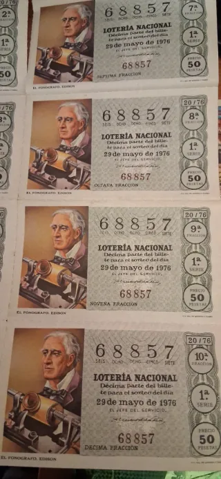 Lotería Nacional Billetes Antiguos 1976 llamar