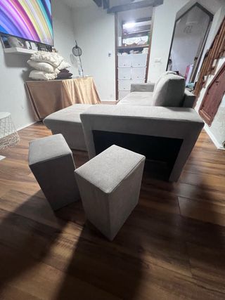 Sofá cama chaislongue beige