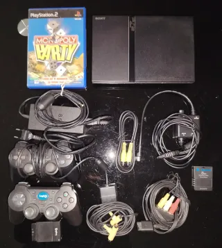Lote PS2: Consola, Mandos, Juego y Cables