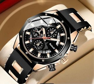 Reloj Elegante Negro y Plateado