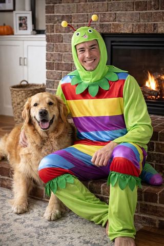 Disfraz Gusano Arcoíris Adulto Kimokawaii