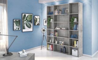 Libreria moderna grigio e blu