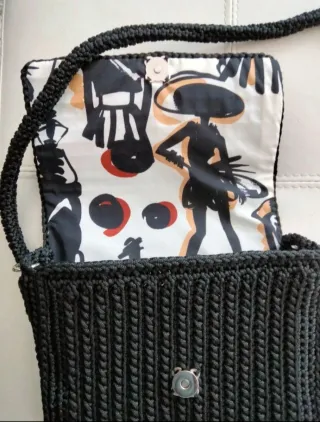 Borsa uncinetto fatta a mano nera