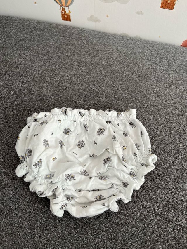 Minicoton culotte flores gris 12-18 meses