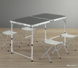Tavolo e 4 Sedie Pieghevoli da Campeggio