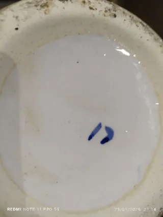 Jarrón Vintage Porcelana Azul y Dorado