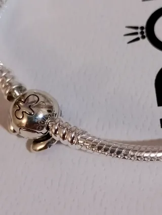 Pulsera Pandora Plata y Rosa (17cm)