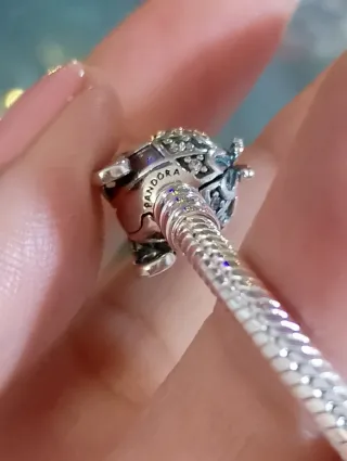 Pulsera Pandora Plata y Rosa (17cm)