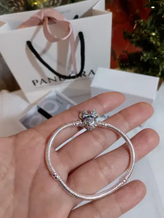 Pulsera Pandora Plata y Rosa (17cm)