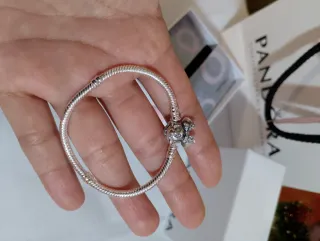 Pulsera Pandora Plata y Rosa (17cm)