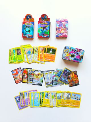Lote Cartas Pokémon 100 + 4 Cajas + regalo