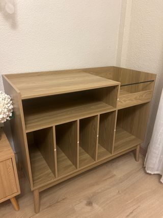 Mueble Tocadiscos y Vinilos Madera