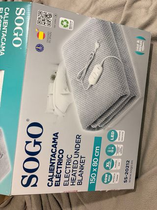 Manta Eléctrica Sogo 150x80cm Gris.