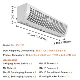 Cortina de Aire VEVOR 1.2m Interior