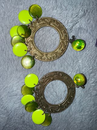 Pendientes Flamenca Vintage Dorados y Verdes
