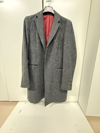 Abrigo El Ganso Lana Gris Espiga Talla 54 XL