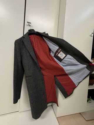 Abrigo El Ganso Lana Gris Espiga Talla 54 XL