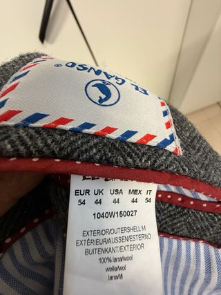 Abrigo El Ganso Lana Gris Espiga Talla 54 XL