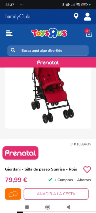 Silla de paseo Giordani color rojo nuevo