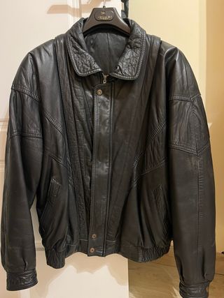Cazadora Piel Caballero Vintage Negra