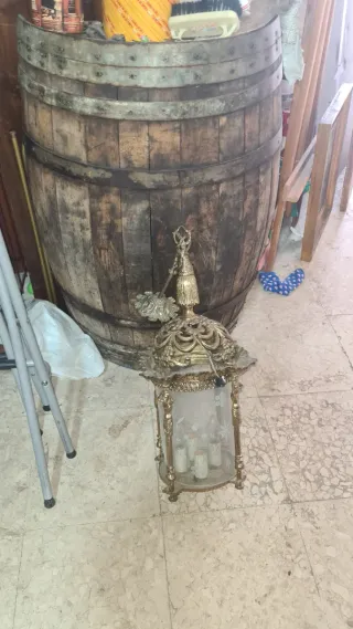 Farol Bronce y Cristal Tallado Años 60