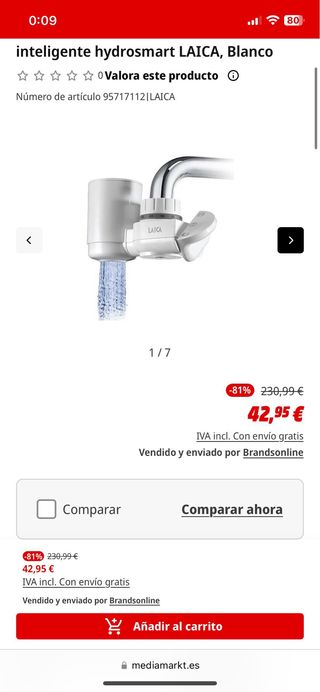 Filtro de grifo LAICA GENOVA HydroSmart+