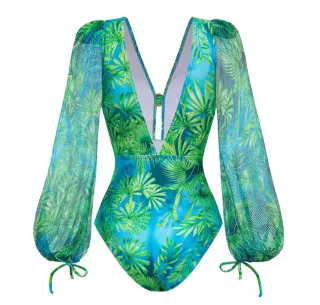Bañador estampado Versace azul y verde