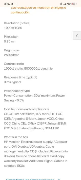 Monitor HP x2301 Negro/Plateado ordenador pc 1080