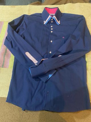 Camisa a cuadros, azul  y  vaquera y gris