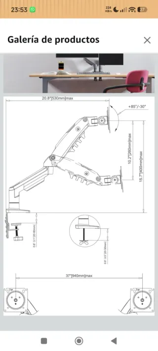Soporte hidráulico NB para 2 monitores