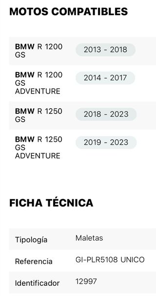 Soportes Maletas Givi BMW R1200 GS y R1250 GS