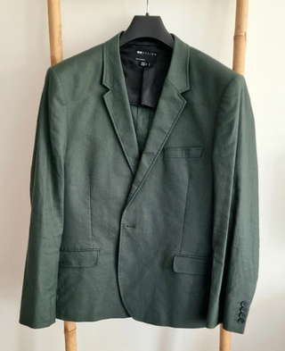 (XXL) TRAJE 2 PIEZAS VERDE BOTELLA DE LINO