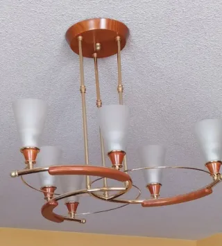 Lámpara de salón madera y metal