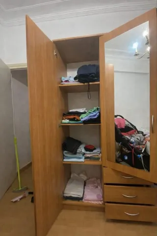 Armario 3 puertas madera con espejo y cajones