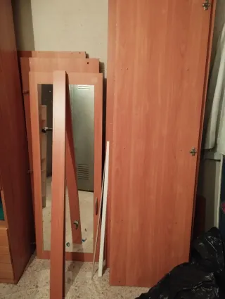 Armario 3 puertas madera con espejo y cajones