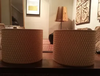 2 Paralumi in Vimini Beige per Lampada da Comodino