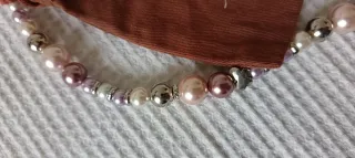 Collana Vestopazzo perline rosa e argento