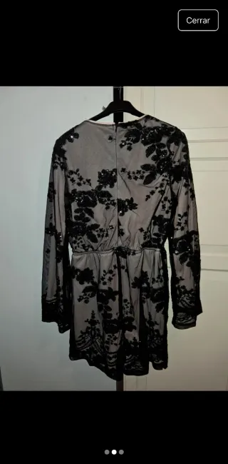 Mono fiesta lentejuelas negro y rosa PARISIAN