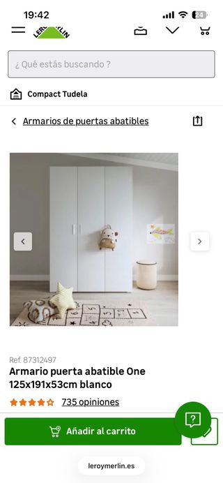 Armario puertas abatibles One blanco