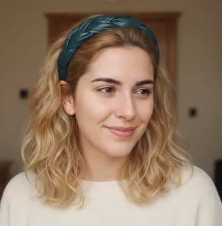 Diadema trenzada verde oscuro