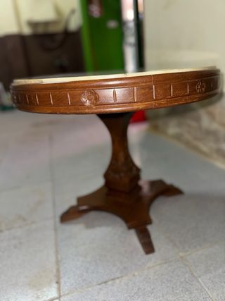Mesa auxiliar vintage mármol y madera