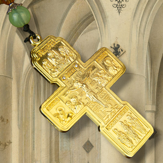 CRUZ ORTODOXA DORADA CON COLLAR 7,5×5CM + ESTUCHE